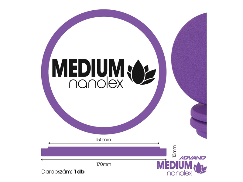 NANOLEX Polishing Pad 170x13x150, Medium, Purple 1db